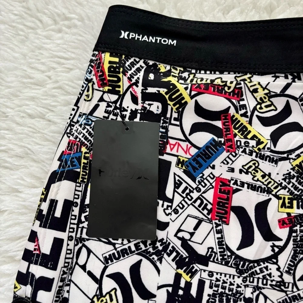Hurley Black and White Board Shorts Bold Graphic Design